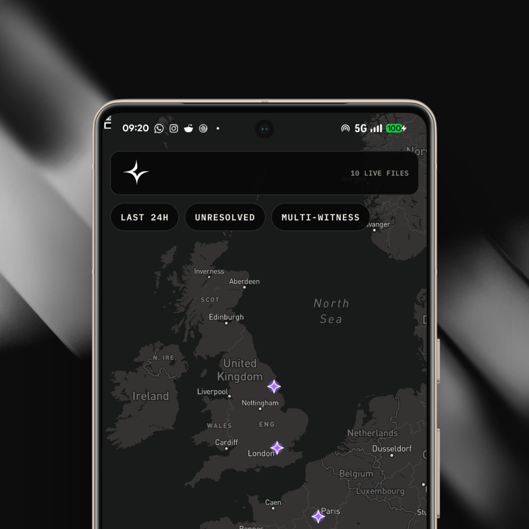 Strange Skies observe map with sighting markers
